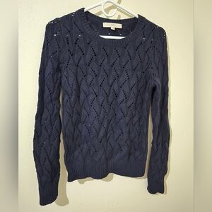 LOFT Deep Blue Cable Knit Sweater